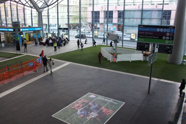 Artificial grass on the Collins Street concourse