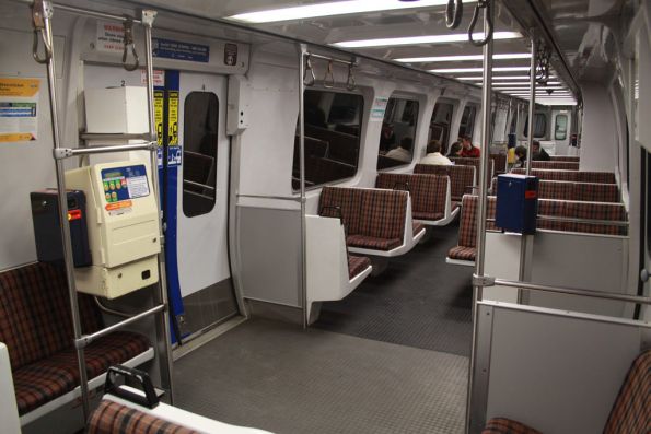 Interior of a non-refurbished 3100 class railcar