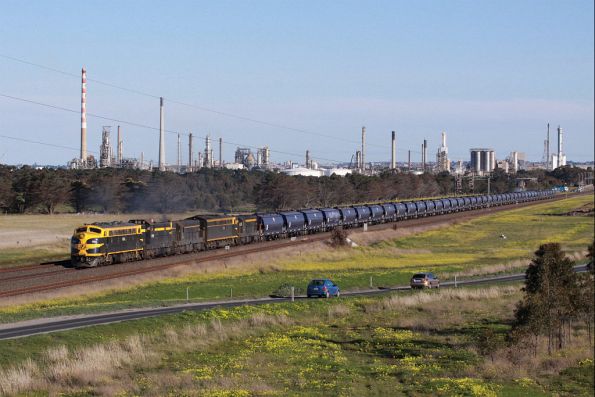 B74 leads T357, T320, S303 and T341 out of Geelong at Corio