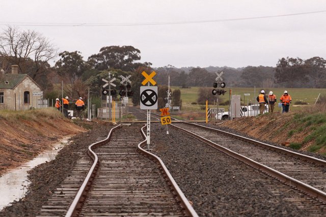 Removed points at the up end, part of the loop slewed across for new level crossing signage