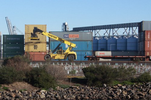 Reach stacker at the Westgate Ports siding