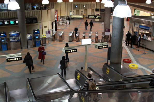 Afternoon peak over at Flagstaff, the Metcard barriers open for the free travel day