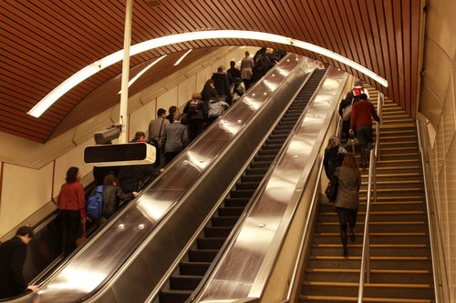 Escalators at Flagstaff - three of the four banks only have 2 escalators and a set of stairs