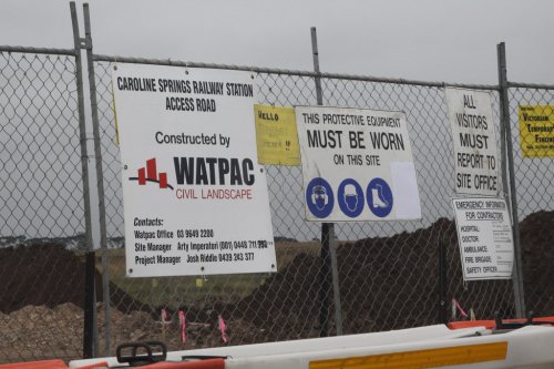 Access road under construction to the side of the new station