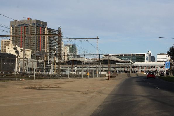 View of the northern side of Southern Cross Station, from Wurundjeri Way