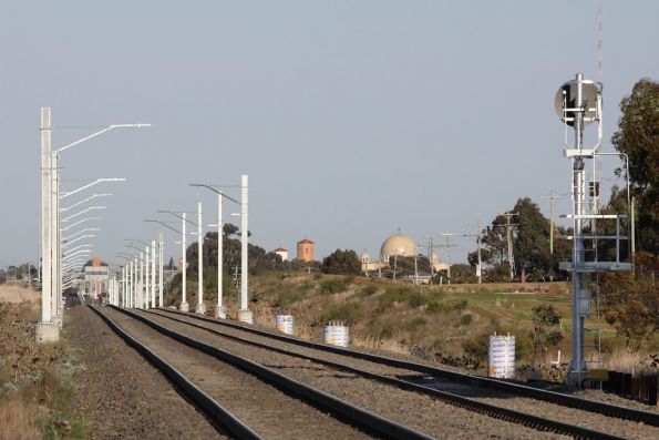 Stanchions in place between Calder Park Driver and Sydenham, but no wires strung