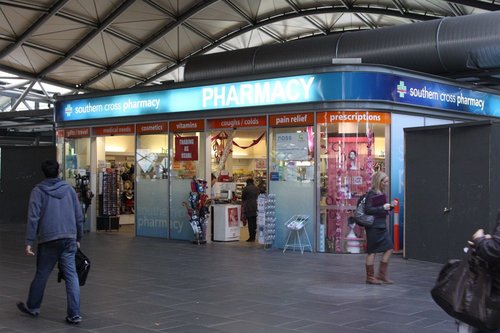 Southern Cross Pharmacy on the upper level Collins Street concourse: the only successful business at the station?