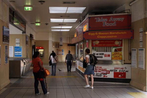 South Yarra station kiosk sticking out into the concourse opposite the ticket gates