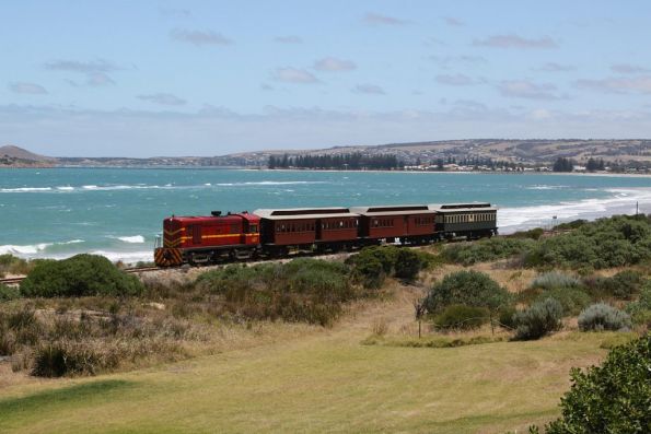 Returning to Goolwa, with Victor Harbor and Granite Island in the background