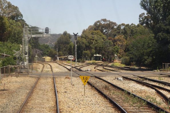 Looking down the Belair line tracks at Goodwood Junction, the Noarlunga line headed to the right