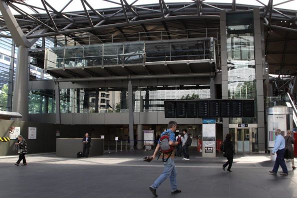 Work on the new Loco Bar balcony at the Collins Street end