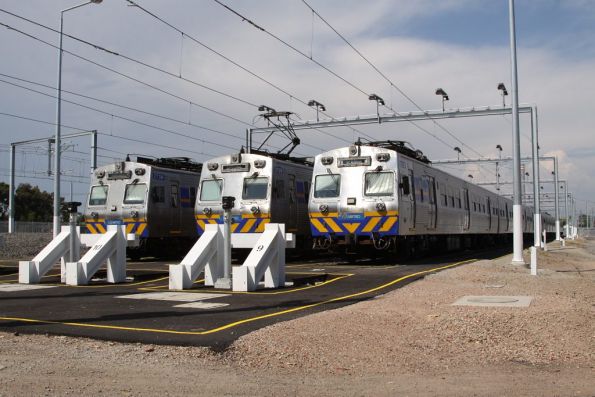 Trio of Hitachis trains stored at Newport Workshops - 273M, 279M and 282M