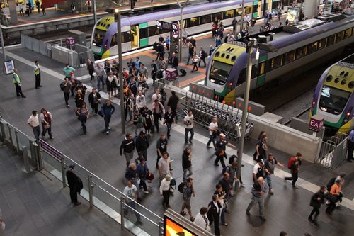 Funnelling V/Line passengers past the Myki gates on the Collins Street concourse