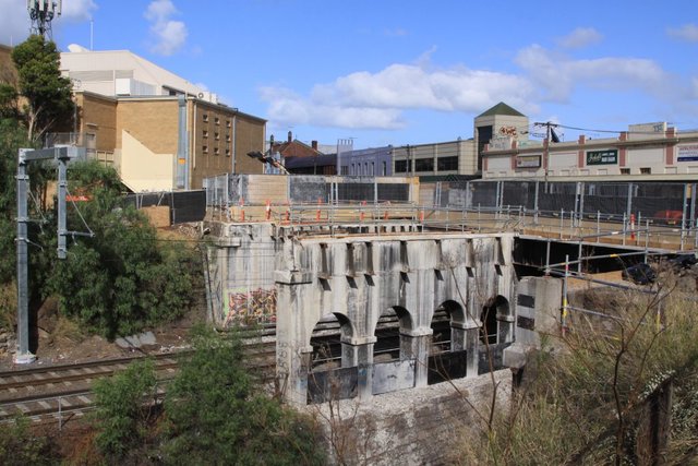 East side of the Nicholson Street bridge gone, a new stanchion erected