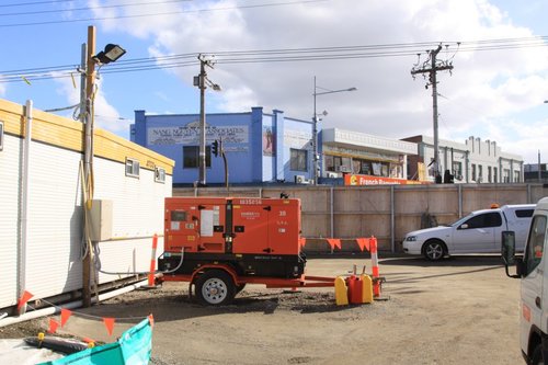 Diesel genset running 24 hours a day at the Footscray site office, despite mains power being a few metres away