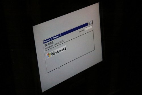 Bog standard Windows CE login screen displayed on a Tram Driver Console