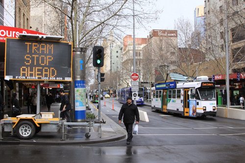 New Swanston Street platform stop at Bourke Street