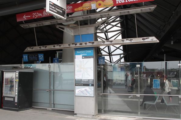 LED screens outside the Bourke Street entrance to Southern Cross Station out of service for maintenance