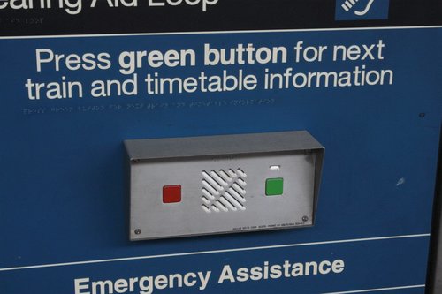 Timetable information / emergency assistance intercom on the suburban platforms