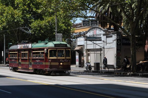 SW6.856 heads west past the closed porno bookshop on Flinders Street