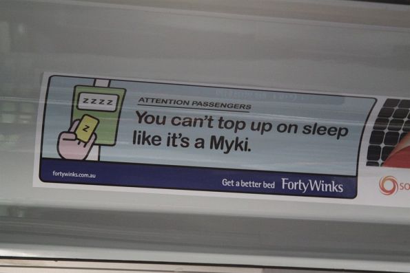 Myki themed advertisement from Forty Winks