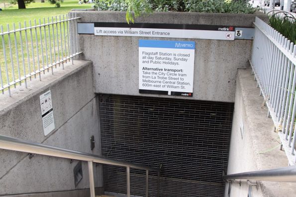 Flagstaff Gardens entrance to Flagstaff station closed for the weekend