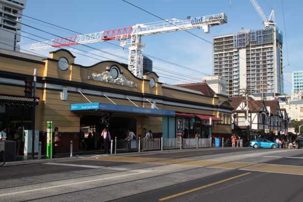 Hundreds of new apartments crowd the skyline at South Yarra, and a lone station entrance struggles to cope with commuters