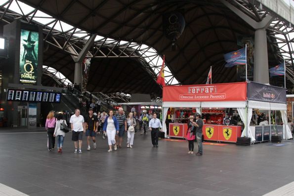 Grand Prix merchandise stalls the main entrance to Southern Cross