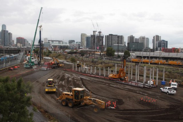 Work on the future RRL tracks from Spion Kop up to the North Melbourne Flyover