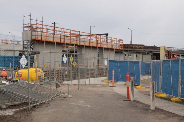 Construction works for the new concourse on the east side of the line