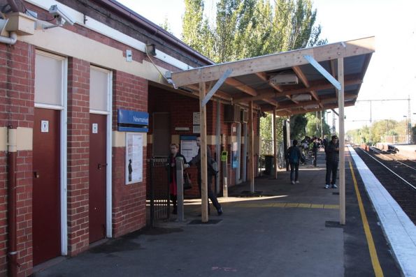 Temporary timber platform veranda at Newmarket platform 1