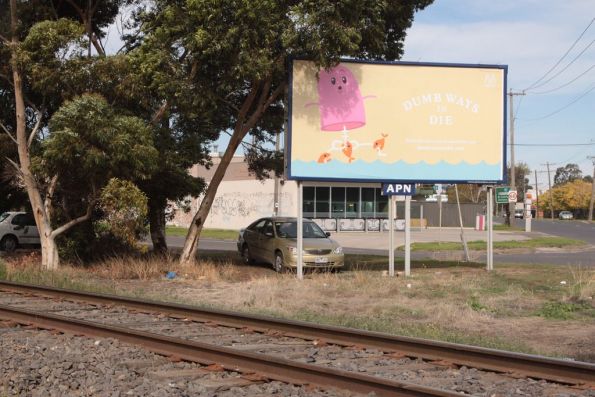 'Dumb Ways to Die' advertisement beside the Brooklyn goods line in Sunshine