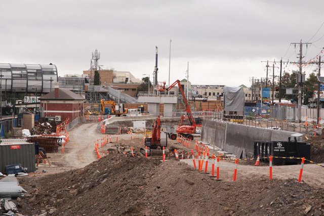 Excavation along Irving Street, for the new pair of suburban platforms