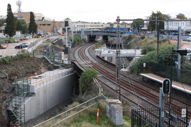 Work on a new four track bridge over the goods lines