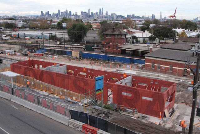 New station building beside Irving Street, for the future up suburban platform