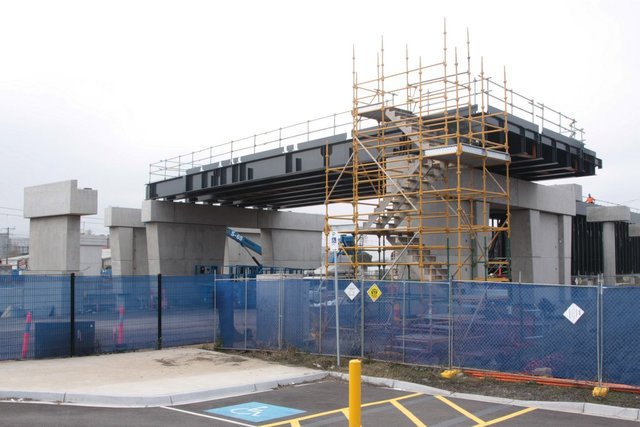 First section of the overhead concourse in place