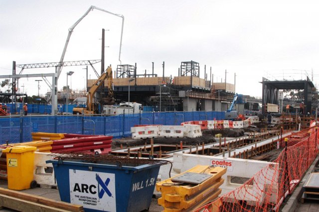 Work on the eastern side of the new overhead concourse