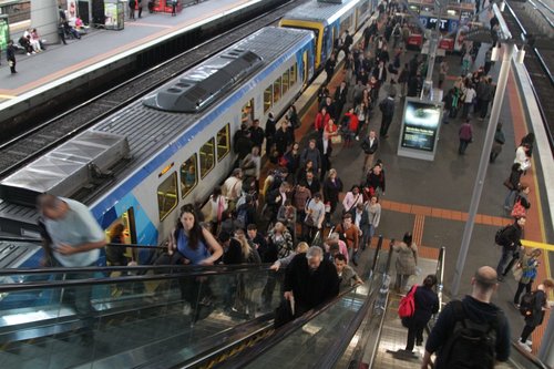 Passengers depart the train on platform 10