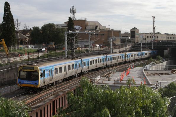 EDI Comeng 450M trains a down Sydenham service over the goods lines at Footscray