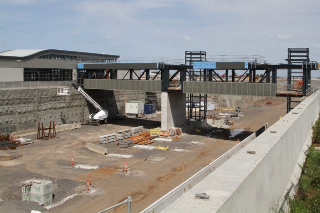 Footbridge spans the future four track, four platform station