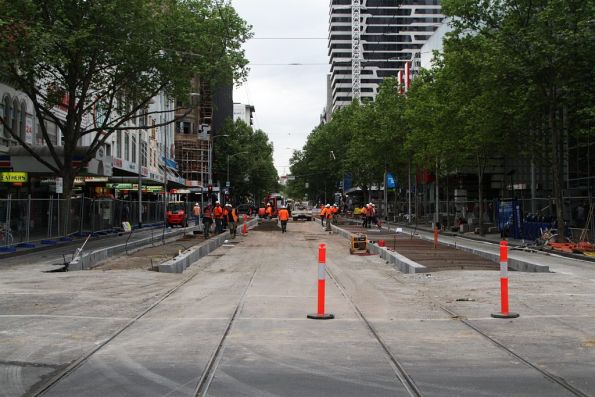 Getting ready to pour concrete for the platform stop on Elizabeth Street at Little Lonsdale