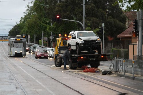 Another week, another car ploughs through the tram stop fence