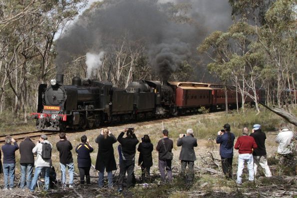 K190 and J549 steam past the fourth photo line of the day