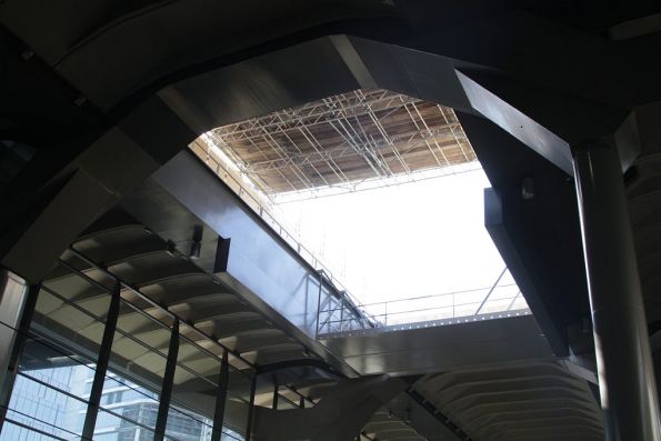 Hole in the deck above Southern Cross platforms 13 and 14