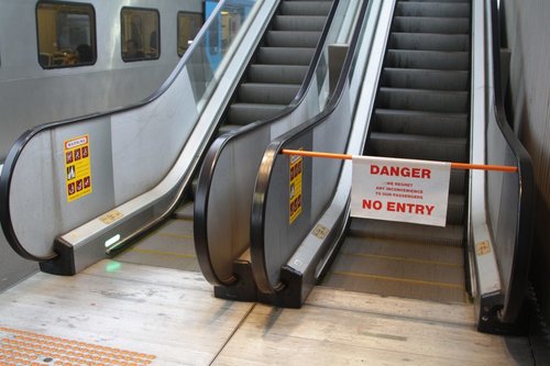 Out of service escalator leading from North Melbourne platform 6