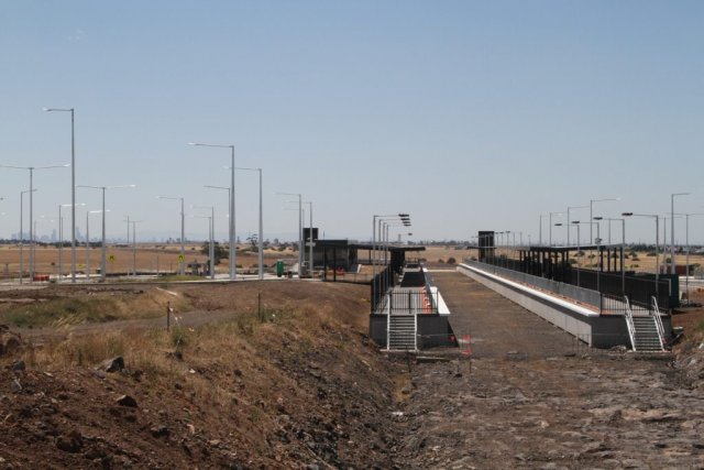 Station building completed, but with the tracks still to come