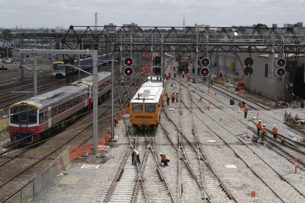 Seymour bound Sprinter passes the track realignment outside Southern Cross