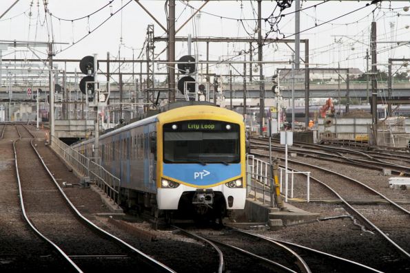 Siemens train emerges from the Caulfield Loop portal at Southern Cross