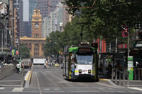 Z3.159 on route 57 stops at Elizabeth and Bourke Streets