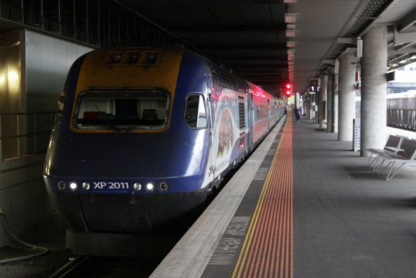 Daylight XPT awaiting departure from Southern Cross, with power car XP2011 in the lead